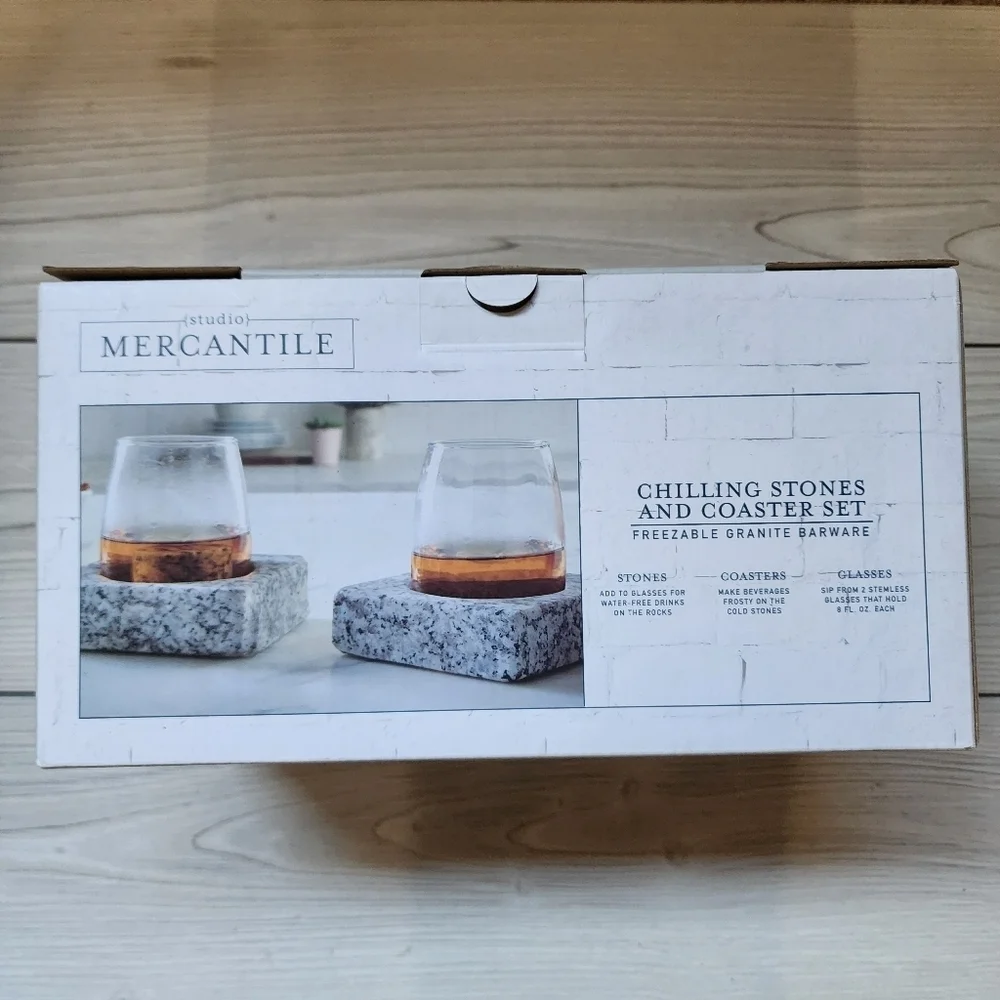 Studio Mercantile Wine Glasses Chilling Stones and Coaster Set